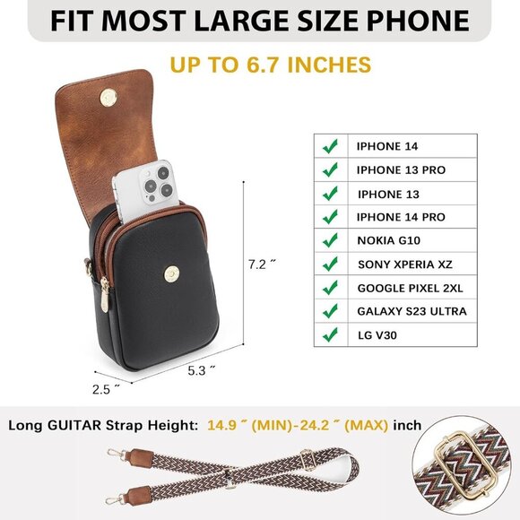 Small Crossbody Bags for Women Cell Phone Purse Leather Wallet Handbags with Car - Picture 3 of 6